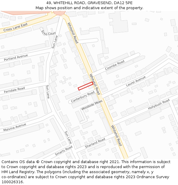 49, WHITEHILL ROAD, GRAVESEND, DA12 5PE: Location map and indicative extent of plot