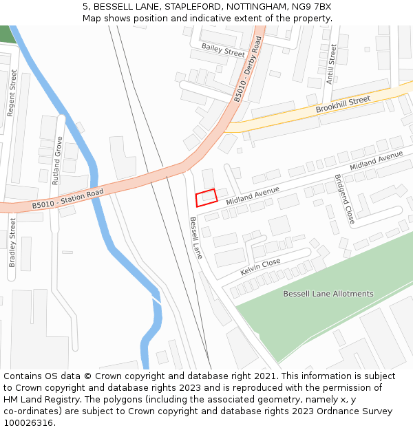5, BESSELL LANE, STAPLEFORD, NOTTINGHAM, NG9 7BX: Location map and indicative extent of plot