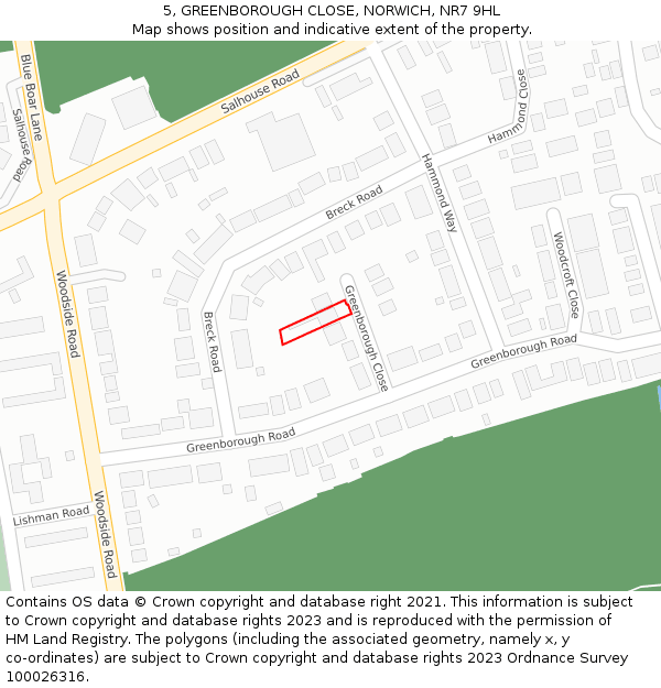 5, GREENBOROUGH CLOSE, NORWICH, NR7 9HL: Location map and indicative extent of plot
