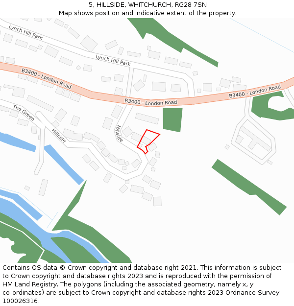 5, HILLSIDE, WHITCHURCH, RG28 7SN: Location map and indicative extent of plot