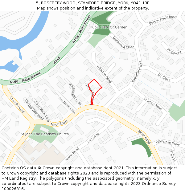 5, ROSEBERY WOOD, STAMFORD BRIDGE, YORK, YO41 1RE: Location map and indicative extent of plot