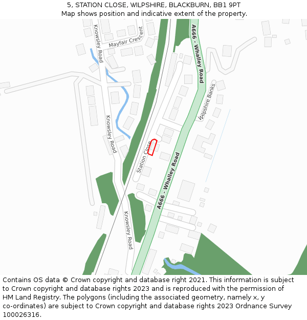 5, STATION CLOSE, WILPSHIRE, BLACKBURN, BB1 9PT: Location map and indicative extent of plot