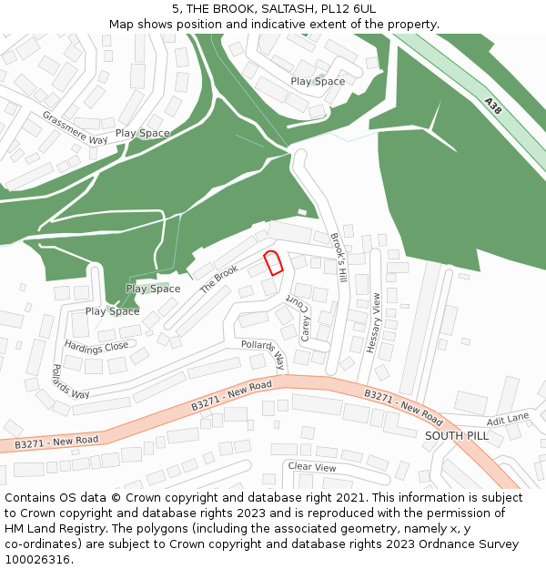 5, THE BROOK, SALTASH, PL12 6UL: Location map and indicative extent of plot