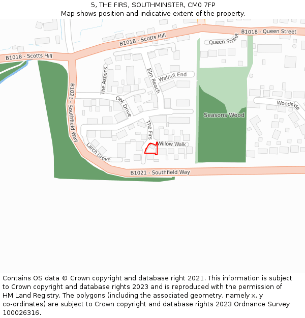 5, THE FIRS, SOUTHMINSTER, CM0 7FP: Location map and indicative extent of plot