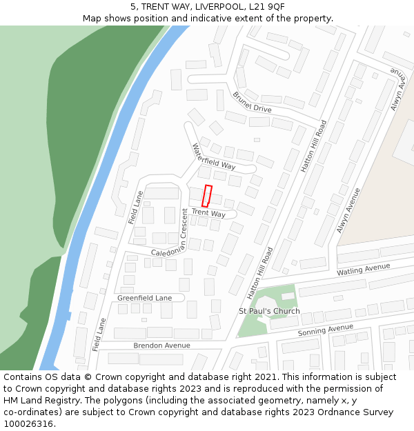 5, TRENT WAY, LIVERPOOL, L21 9QF: Location map and indicative extent of plot