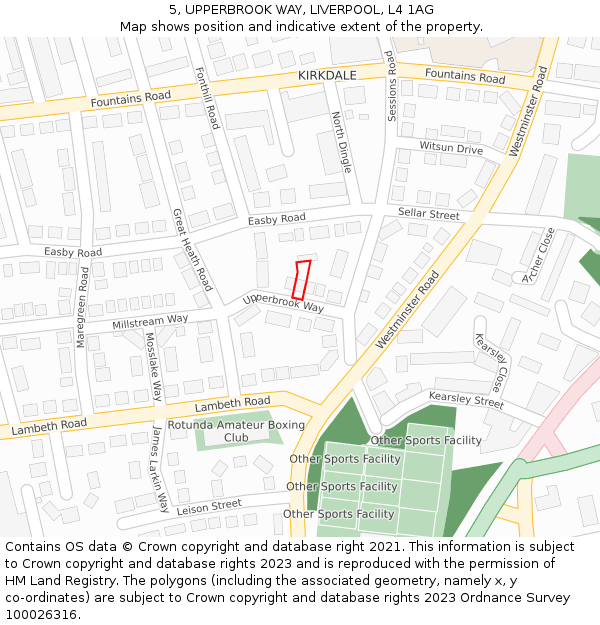 5, UPPERBROOK WAY, LIVERPOOL, L4 1AG: Location map and indicative extent of plot