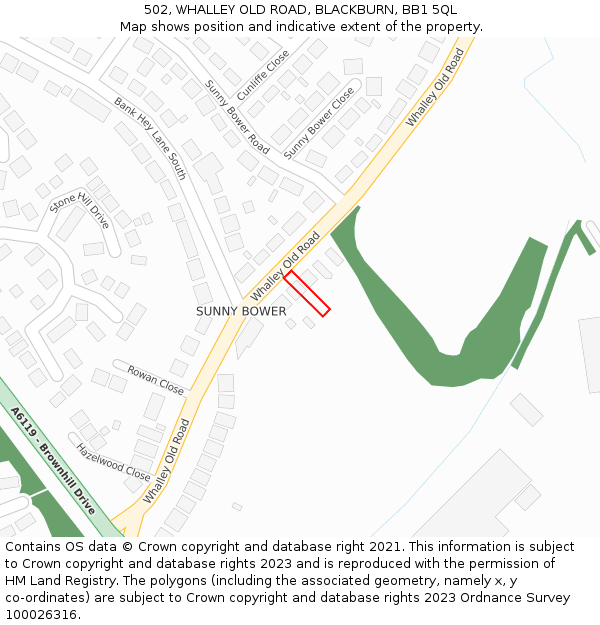 502, WHALLEY OLD ROAD, BLACKBURN, BB1 5QL: Location map and indicative extent of plot