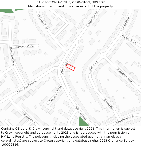 51, CROFTON AVENUE, ORPINGTON, BR6 8DY: Location map and indicative extent of plot