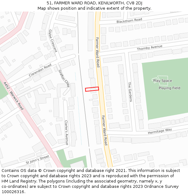 51, FARMER WARD ROAD, KENILWORTH, CV8 2DJ: Location map and indicative extent of plot