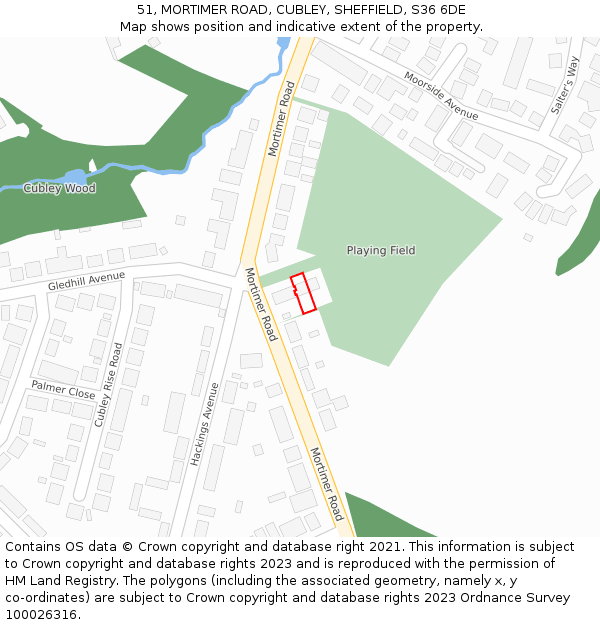 51, MORTIMER ROAD, CUBLEY, SHEFFIELD, S36 6DE: Location map and indicative extent of plot