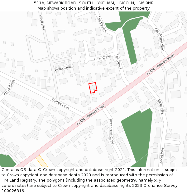 511A, NEWARK ROAD, SOUTH HYKEHAM, LINCOLN, LN6 9NP: Location map and indicative extent of plot