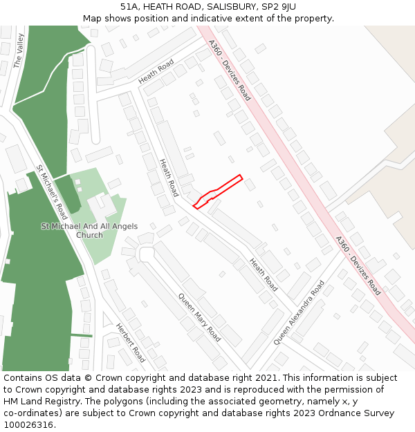 51A, HEATH ROAD, SALISBURY, SP2 9JU: Location map and indicative extent of plot