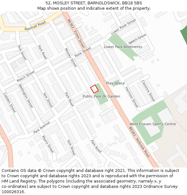52, MOSLEY STREET, BARNOLDSWICK, BB18 5BS: Location map and indicative extent of plot