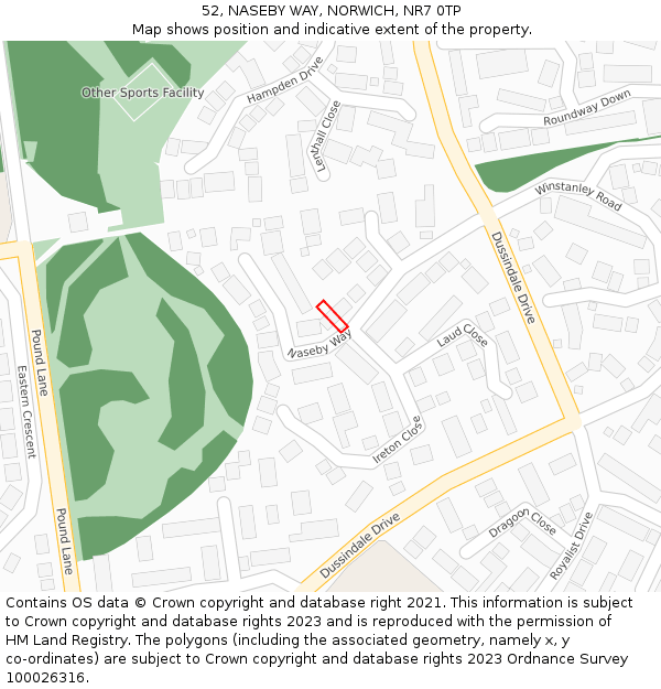 52, NASEBY WAY, NORWICH, NR7 0TP: Location map and indicative extent of plot
