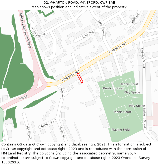 52, WHARTON ROAD, WINSFORD, CW7 3AE: Location map and indicative extent of plot