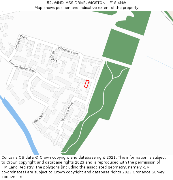 52, WINDLASS DRIVE, WIGSTON, LE18 4NW: Location map and indicative extent of plot