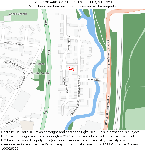 53, WOODYARD AVENUE, CHESTERFIELD, S41 7WB: Location map and indicative extent of plot