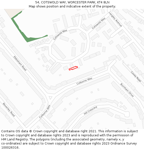 54, COTSWOLD WAY, WORCESTER PARK, KT4 8LN: Location map and indicative extent of plot