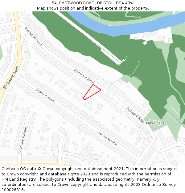 54, EASTWOOD ROAD, BRISTOL, BS4 4RW: Location map and indicative extent of plot
