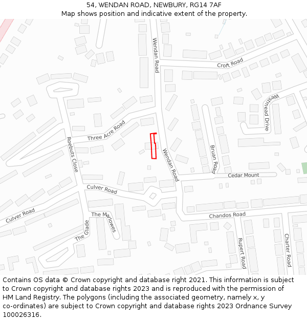 54, WENDAN ROAD, NEWBURY, RG14 7AF: Location map and indicative extent of plot