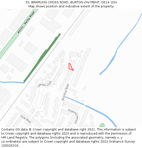 55, BRAMLING CROSS ROAD, BURTON-ON-TRENT, DE14 1DH: Location map and indicative extent of plot