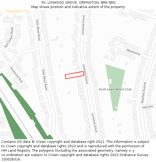 55, LYNWOOD GROVE, ORPINGTON, BR6 0BQ: Location map and indicative extent of plot