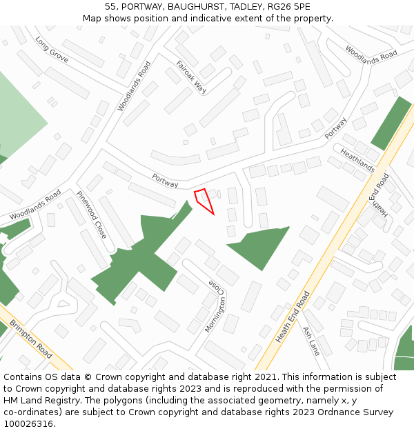55, PORTWAY, BAUGHURST, TADLEY, RG26 5PE: Location map and indicative extent of plot