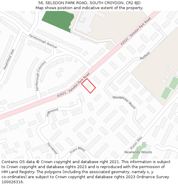 56, SELSDON PARK ROAD, SOUTH CROYDON, CR2 8JD: Location map and indicative extent of plot