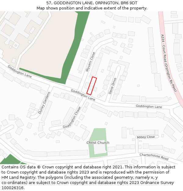 57, GODDINGTON LANE, ORPINGTON, BR6 9DT: Location map and indicative extent of plot
