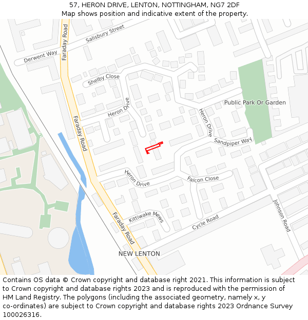 57, HERON DRIVE, LENTON, NOTTINGHAM, NG7 2DF: Location map and indicative extent of plot