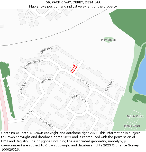 59, PACIFIC WAY, DERBY, DE24 1AA: Location map and indicative extent of plot