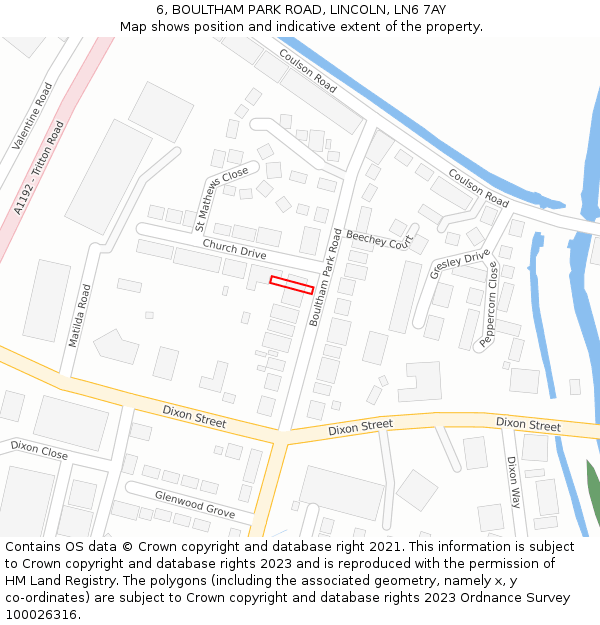 6, BOULTHAM PARK ROAD, LINCOLN, LN6 7AY: Location map and indicative extent of plot