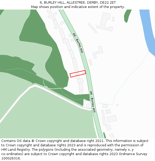 6, BURLEY HILL, ALLESTREE, DERBY, DE22 2ET: Location map and indicative extent of plot