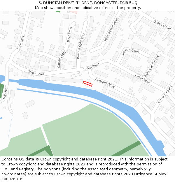 6, DUNSTAN DRIVE, THORNE, DONCASTER, DN8 5UQ: Location map and indicative extent of plot
