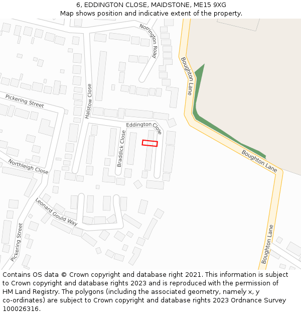 6, EDDINGTON CLOSE, MAIDSTONE, ME15 9XG: Location map and indicative extent of plot