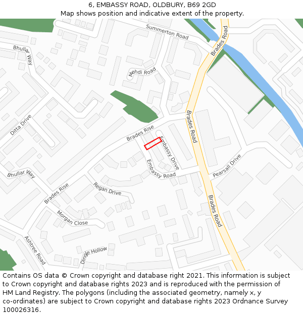 6, EMBASSY ROAD, OLDBURY, B69 2GD: Location map and indicative extent of plot