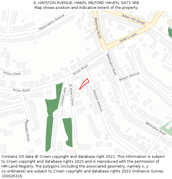 6, HAYSTON AVENUE, HAKIN, MILFORD HAVEN, SA73 3EB: Location map and indicative extent of plot