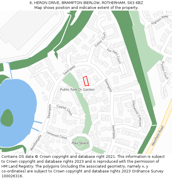 6, HERON DRIVE, BRAMPTON BIERLOW, ROTHERHAM, S63 6BZ: Location map and indicative extent of plot