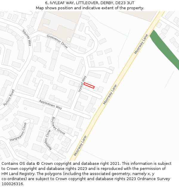 6, IVYLEAF WAY, LITTLEOVER, DERBY, DE23 3UT: Location map and indicative extent of plot