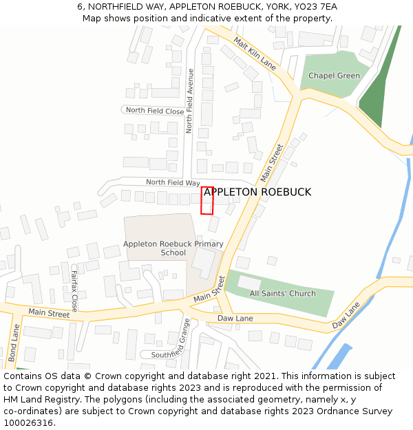 6, NORTHFIELD WAY, APPLETON ROEBUCK, YORK, YO23 7EA: Location map and indicative extent of plot