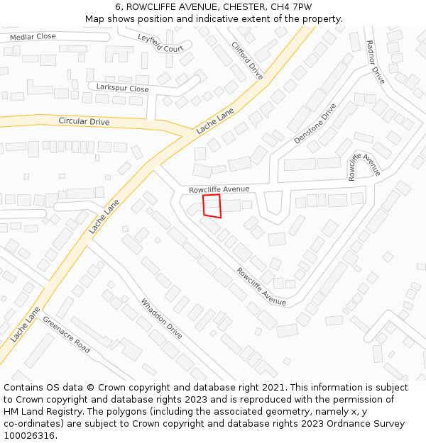 6, ROWCLIFFE AVENUE, CHESTER, CH4 7PW: Location map and indicative extent of plot