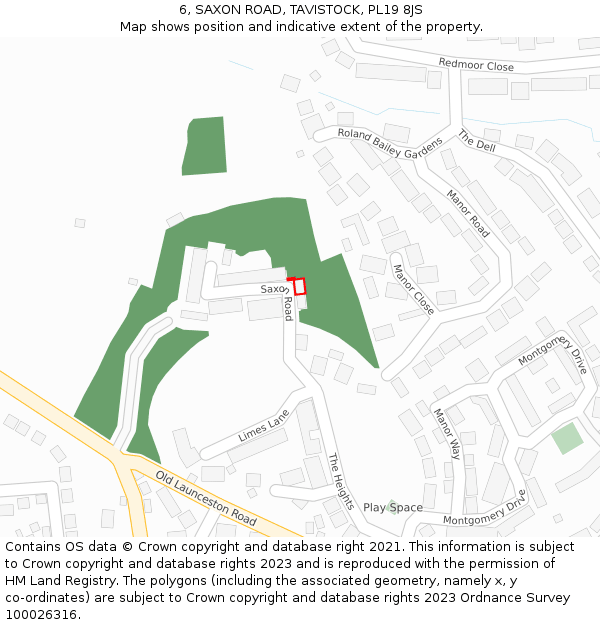 6, SAXON ROAD, TAVISTOCK, PL19 8JS: Location map and indicative extent of plot