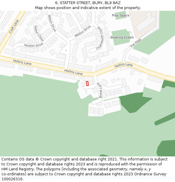 6, STATTER STREET, BURY, BL9 8AZ: Location map and indicative extent of plot
