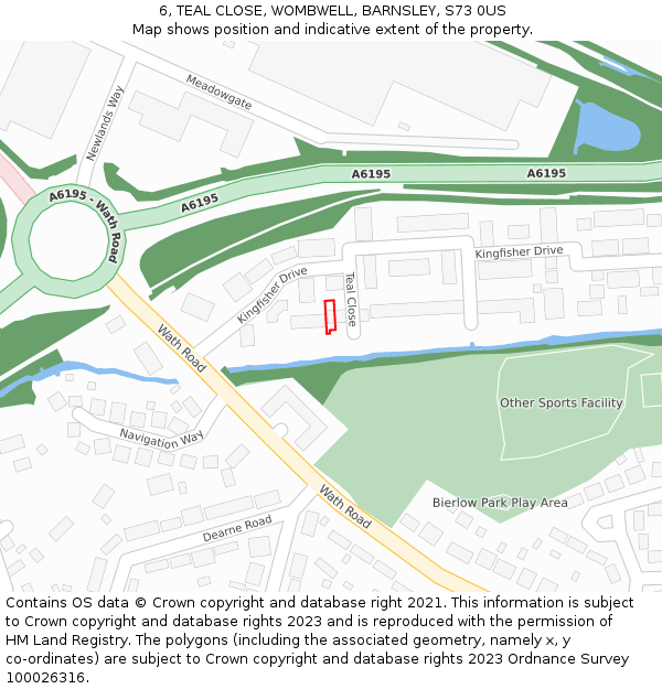 6, TEAL CLOSE, WOMBWELL, BARNSLEY, S73 0US: Location map and indicative extent of plot