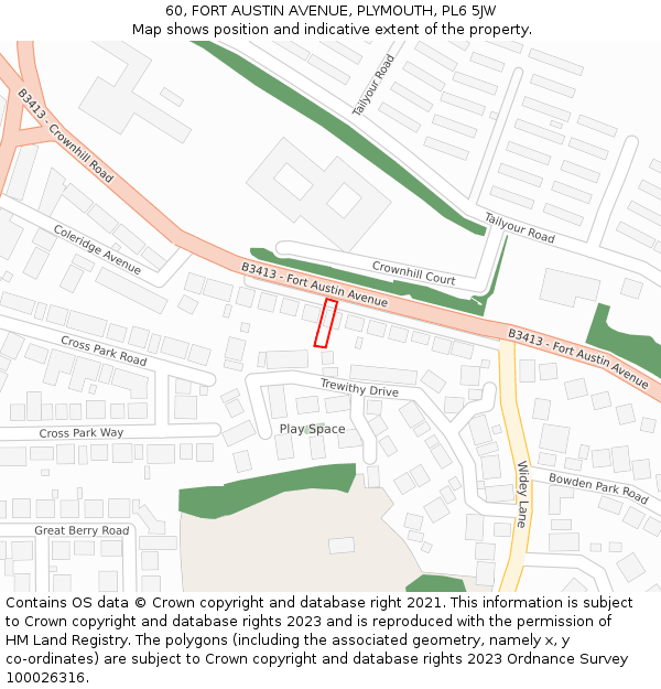 60, FORT AUSTIN AVENUE, PLYMOUTH, PL6 5JW: Location map and indicative extent of plot