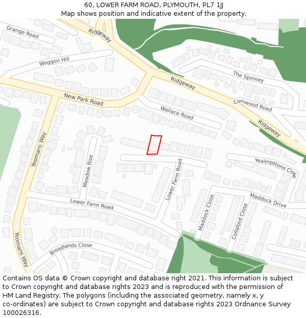 60, LOWER FARM ROAD, PLYMOUTH, PL7 1JJ: Location map and indicative extent of plot