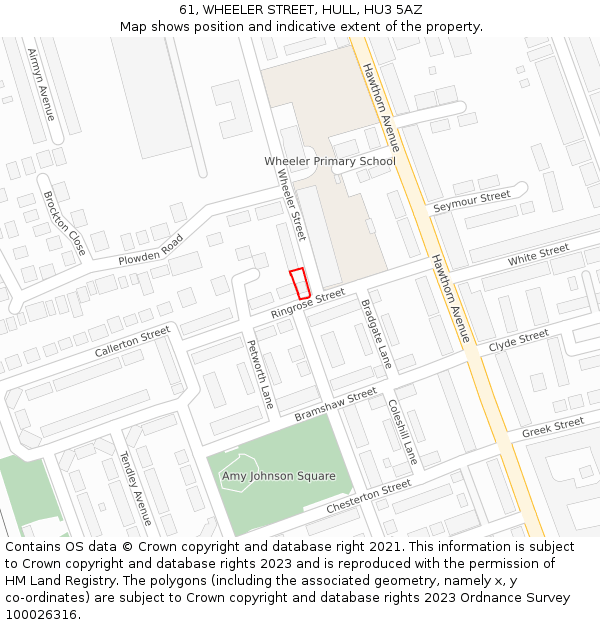 61, WHEELER STREET, HULL, HU3 5AZ: Location map and indicative extent of plot