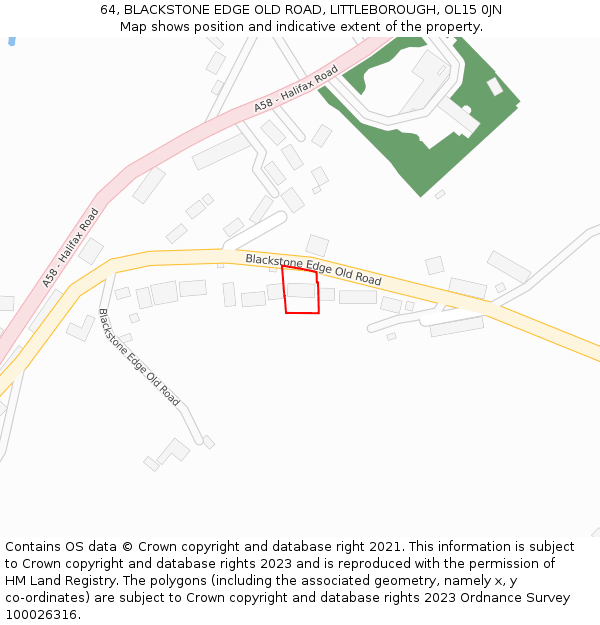 64, BLACKSTONE EDGE OLD ROAD, LITTLEBOROUGH, OL15 0JN: Location map and indicative extent of plot