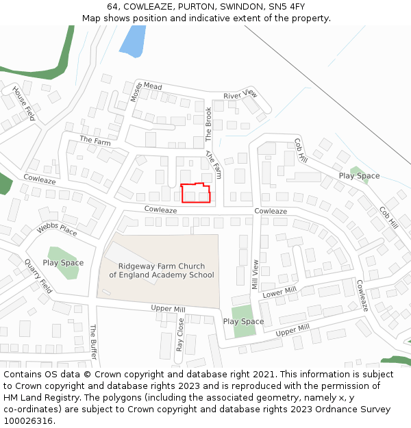 64, COWLEAZE, PURTON, SWINDON, SN5 4FY: Location map and indicative extent of plot