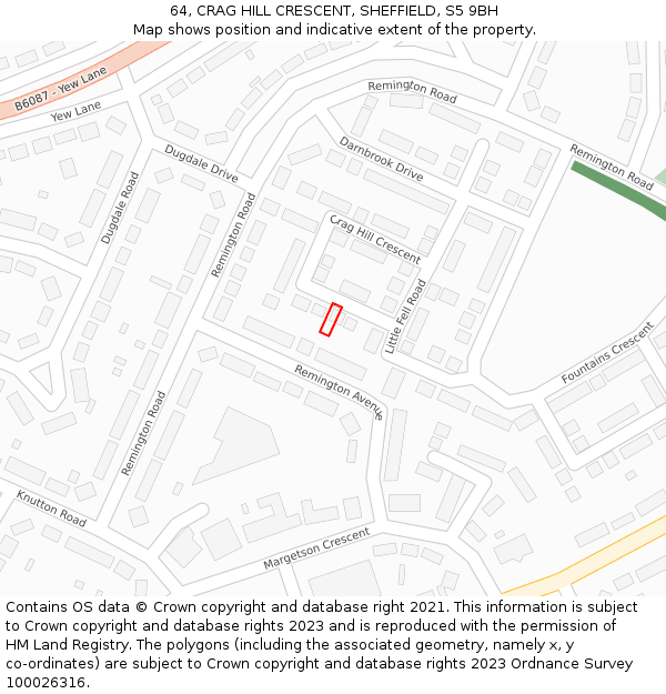 64, CRAG HILL CRESCENT, SHEFFIELD, S5 9BH: Location map and indicative extent of plot